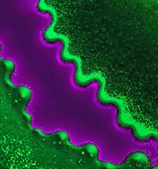 Aufkleber - a vibrant abstract composition with a gradient of purple and green hues, interspersed with small bubbles and speckles of green and purple.