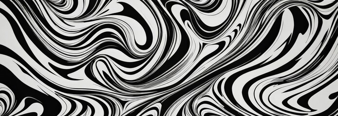 Aufkleber - a striking abstract pattern composed of black and white swirls and curves, creating a mesmerizing visual effect.