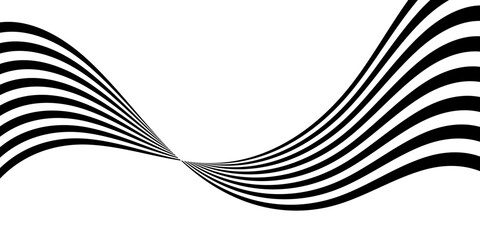 Wall Mural - black on white abstract perspective line stripes with 3d dimensional effect. the geometric lines ele