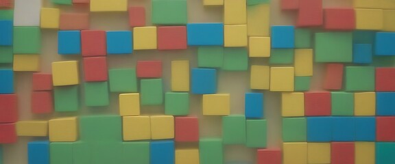 Aufkleber - a close-up view colorful mosaic composed of various-sized blocks in a variety of vibrant colors, including red, yellow, green, blue, and pink
