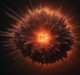 Poster - a large explosion with a bright orange center, radiating outwards in a radial pattern against a dark background