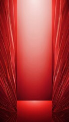 Fototapete - a red background with a central red square, flanked by two red lines on either side, creating a symmetrical and balanced composition