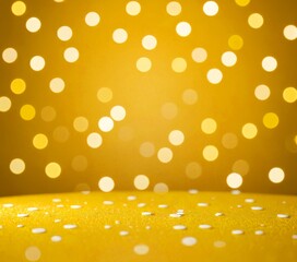 Leinwandbilder - A golden background with scattered white dots, creating a bokeh effect