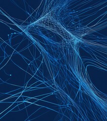 Leinwandbilder - a digital illustration complex network of blue lines and dots, creating a sense of depth and interconnectedness
