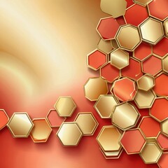 Aufkleber - a vibrant arrangement of hexagonal shapes in varying shades of orange and gold, creating a dynamic and visually striking composition
