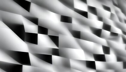 a black and white abstract composition featuring a repeating pattern of intersecting diagonal lines and squares, creating a sense of movement and rhythm