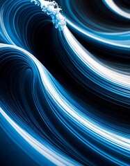 Fototapete - a digital art piece featuring a wave-like pattern with blue and white lines, creating a sense of movement and fluidity