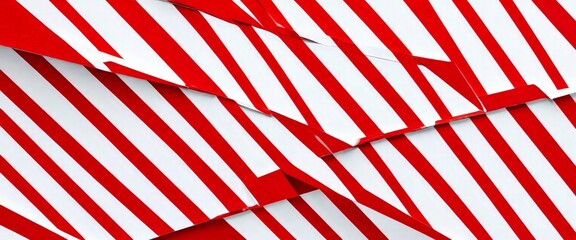 Aufkleber - a close-up view pattern of red and white stripes, with the stripes overlapping and intersecting at various angles, creating a visually striking and abstract composition