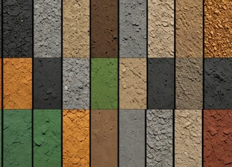 Poster - The image displays a grid of 16 distinct textures, each with a unique color and pattern, arranged in a 4x4 grid.