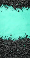 Leinwandbilder - a striking contrast of black and green, with a light green background and scattered black rocks and pebbles on the right side