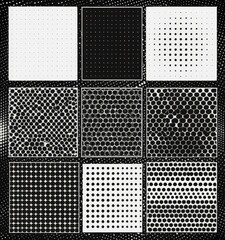 Leinwandbilder - The contains nine square patterns, each with a unique arrangement of dots and lines, creating a visually striking and abstract design