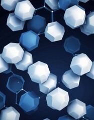 Leinwandbilder - a collection of white and blue hexagonal shapes arranged in a pattern, creating a visually striking and abstract composition