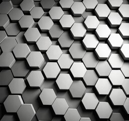 Leinwandbilder - A repeating pattern of hexagonal shapes in varying shades of gray, creating a visually striking and geometric design