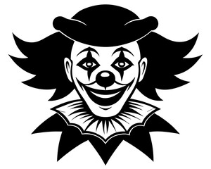 clown face silhouette vector,clown silhouette,Joker silhouette,Joker face one intense manic eye silhouette