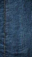Fototapete - A close-up view pair of blue jeans, focusing on the fabric's texture and the yellow stitching running down the side