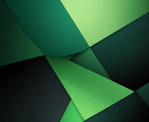 Fototapete - a geometric pattern composed of overlapping green and black triangles, creating a visually striking abstract design