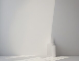 Leinwandbilder - A minimalist white room with a vertical light source casting a shadow on the floor