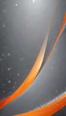 Poster - a striking abstract composition of curved lines in shades of orange and gray, with a subtle shimmering effect and a gradient background transitioning from dark to light