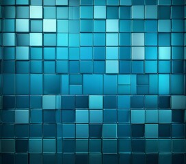 Poster - a grid of blue cubes, each with a unique color, arranged in a repeating pattern The cubes are arranged in a grid-like fashion, with each row and column having a consistent