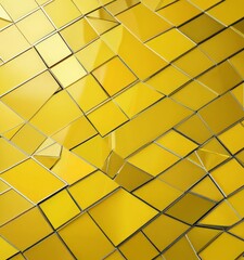 Poster - a close-up view yellow mosaic composed of numerous small square tiles arranged in a diagonal pattern The tiles are slightly overlapping, creating a sense of depth