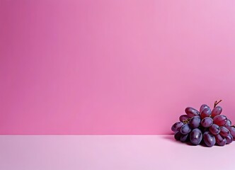 Aufkleber - A bunch of purple grapes rests on a pink background, with a subtle shadow adding depth to the composition