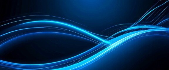 Leinwandbilder - a dark blue background with abstract blue lines and curves, creating a sense of movement and dynamism