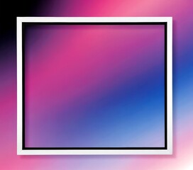 Aufkleber - A white frame with a black border is centered against a gradient background transitioning from pink to purple