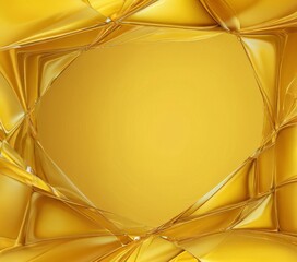 Leinwandbilder - a golden, abstract background with a central, empty space surrounded by a complex, jagged pattern of intersecting lines and curves