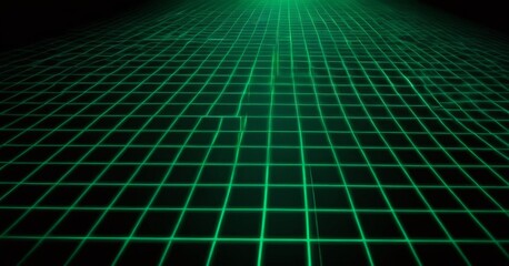Aufkleber - A grid of glowing green lines against a black background, creating a futuristic, abstract visual effect
