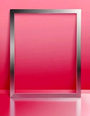 Leinwandbilder - A square silver frame is centered against a gradient pink background, creating a minimalist and clean visual effect