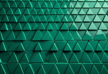 Poster - A repeating pattern of green triangular shapes, arranged in a grid-like formation