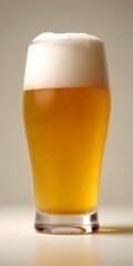 Poster - A glass of amber-colored beer with a frothy white head, set against a plain white background