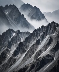 Poster - Majestic Mountains, Transformed into a Black and White Landscape