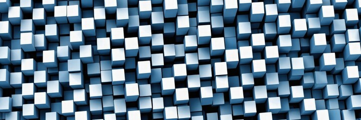 Poster - A pattern of white cubes arranged in a grid-like fashion, creating a visually striking and abstract background