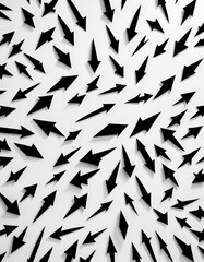 a pattern of black arrows scattered across a white background, creating a visually striking and abstract design.