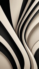 Fototapete - a striking abstract composition of curved lines in black and white, creating a sense of movement and dynamism