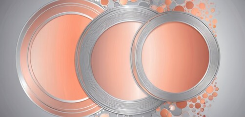 Aufkleber - Three overlapping circular frames in varying shades of orange and silver, with scattered orange and silver circles around them.