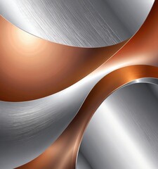 Poster - a dynamic abstract composition of overlapping curved lines in shades of orange and silver, creating a sense of movement and energy