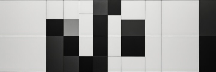 Aufkleber - a black and white photograph featuring a grid of rectangular shapes, with the top row being white and the bottom row being black