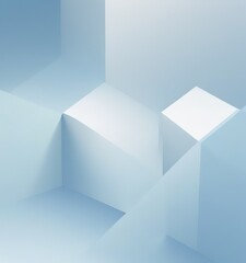 Leinwandbilder - a minimalist geometric composition featuring a series of white cubes arranged in a repeating pattern, with varying angles and shadows, creating a sense of