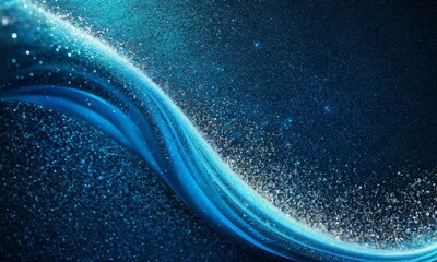 Aufkleber - a dynamic wave-like pattern with a gradient of blue and white, creating a sense of movement and energy The wave is composed of small, glittering particles that add a touch