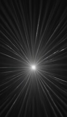 Fototapete - a black and white abstract composition featuring a radiant burst of light at the center, radiating outwards in a radial pattern