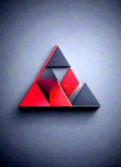 Poster - A geometric pattern consisting of red and black triangles arranged in a triangular formation against a dark background