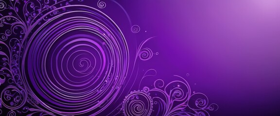 Poster - a purple background with a central circular design composed of concentric lines and swirls, creating a sense of movement and depth.