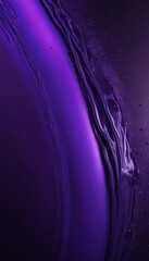 Poster - a close-up view curved, purple-hued liquid surface, with water droplets scattered across the surface