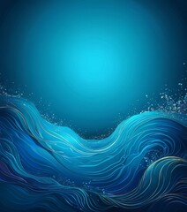 Poster - a serene underwater scene with a large, bright blue-green ocean surface, gently rippling waves, and a small amount of white bubbles scattered throughout