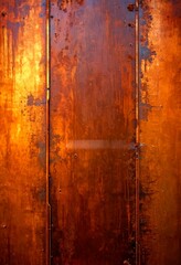 Aufkleber - a close-up view textured metal surface with a reddish-brown hue, featuring vertical lines and a white line running horizontally across the center