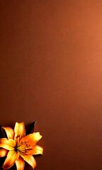 Poster - A vibrant orange lily flower is positioned on the left side of the , contrasting with a dark brown background