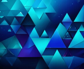 Poster - a geometric pattern composed of numerous blue triangles arranged in a repeating pattern, creating a visually striking and abstract design