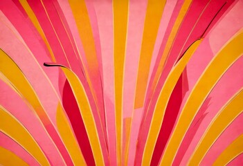 Fototapete - a vibrant abstract composition of overlapping vertical stripes in various shades of pink, yellow, and orange, creating a dynamic and energetic visual effect.
